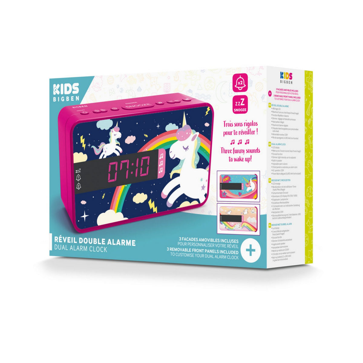 Bigben Kids Unicorn Dual Ébresztőóra cserélhető előlappal  (Platform nélküli)-1